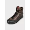 Men's leather boots with embossed logo