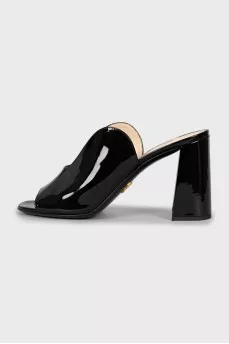 Black patent leather sandals