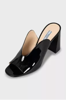 Black patent leather sandals