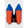 Suede woven wedge shoes