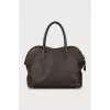 Brown leather tote bag