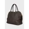 Brown leather tote bag