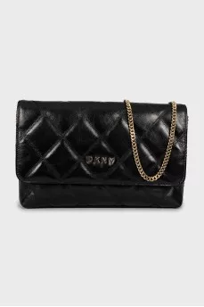 Quilted clutch with chain