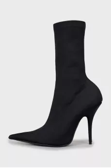 Textile pointed toe ankle boots