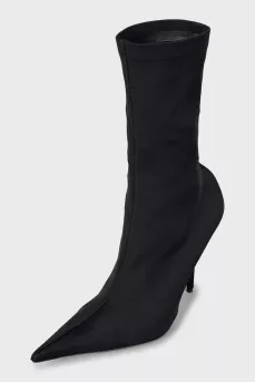 Textile pointed toe ankle boots