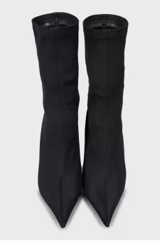 Textile pointed toe ankle boots
