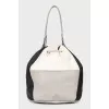 Mixed color leather bucket bag