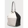 Mixed color leather bucket bag