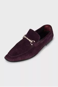Men's purple suede moccasins