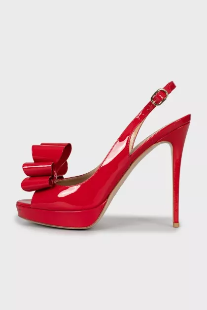 Red patent leather sandals