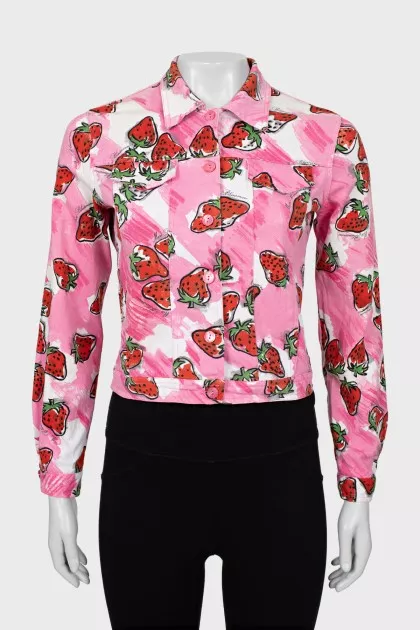 Denim jacket in bright print
