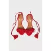 Suede sandals with fringe and ties