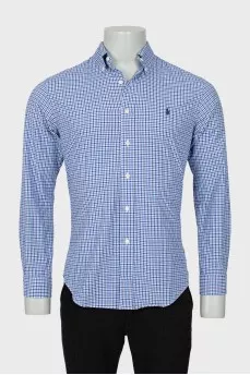 Мужская клетчатая рубашка slim fit