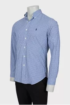 Мужская клетчатая рубашка slim fit