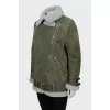 Long green sheepskin coat