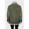 Long green sheepskin coat