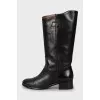 Two-tone mid-heel boots