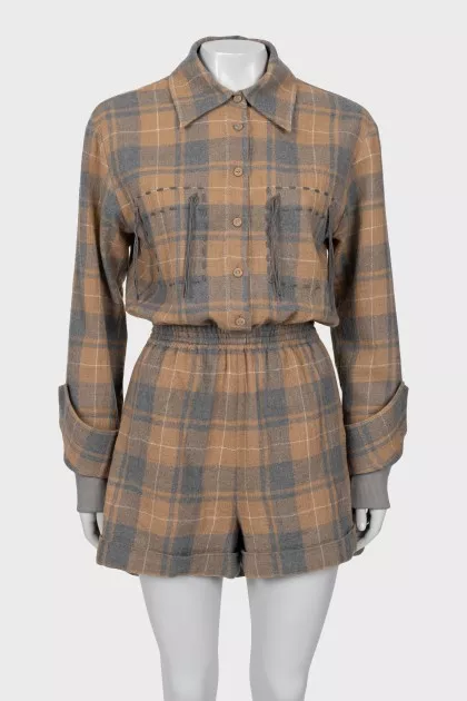 Checked wool jumpsuit