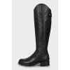 Leather boots with branded embossing