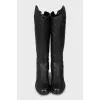 Leather boots with branded embossing