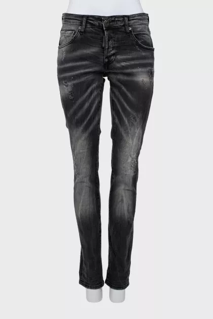 Gray distressed jeans