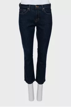 Men's cropped dark blue jeans
