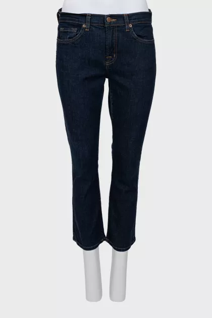 Men's cropped dark blue jeans