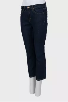 Men's cropped dark blue jeans