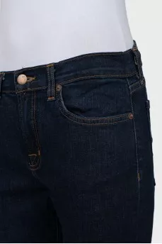 Men's cropped dark blue jeans