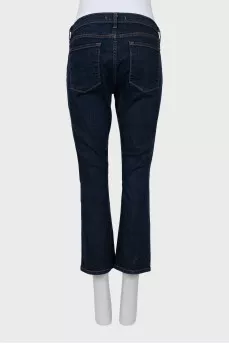 Men's cropped dark blue jeans