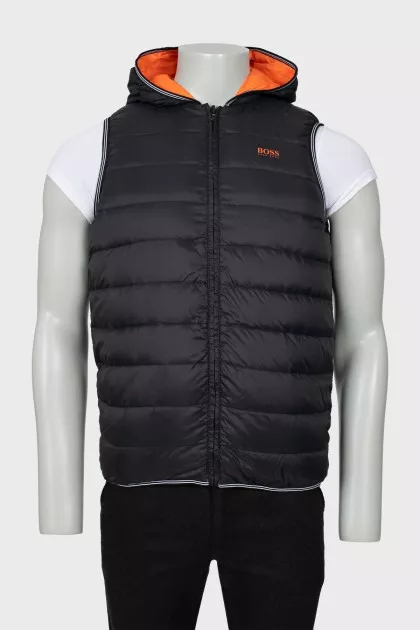 Men's reversible vest with hood