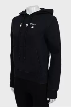Black hoodie with brand logo
