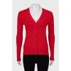 Red wool and silk cardigan