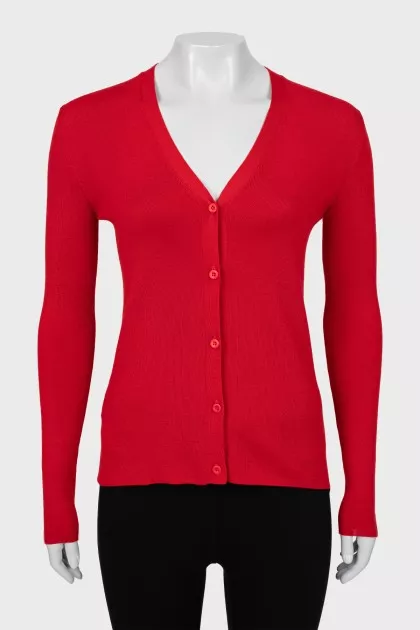 Red wool and silk cardigan