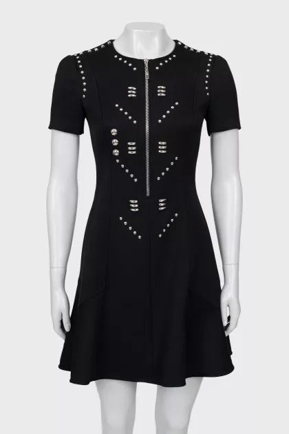 Fitted dress with metallic rhinestones
