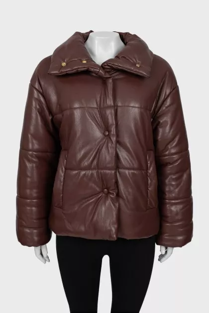 Oversized eco-leather jacket