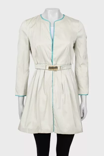 Two-tone coat with belt