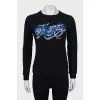 Black sweatshirt with embroidered print
