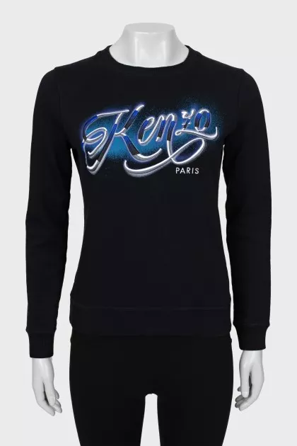 Black sweatshirt with embroidered print