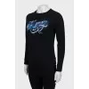 Black sweatshirt with embroidered print
