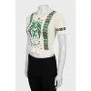 Top with embroidered print