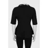 Black blouse with detachable collar