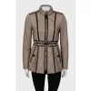 Quilted jacket with leather belt