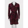 Printed silk dress with belt