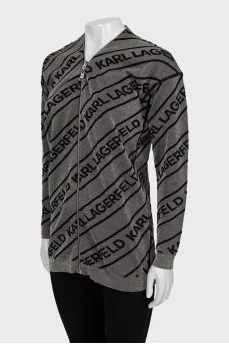 Cardigan with lurex in signature print