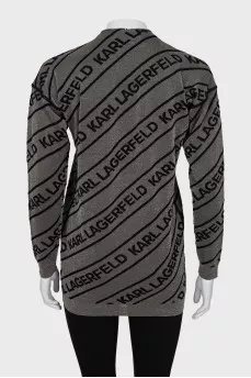 Cardigan with lurex in signature print