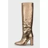 Gold pointed toe boots