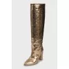 Gold pointed toe boots