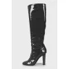 Gray patent leather boots