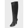 Gray patent leather boots